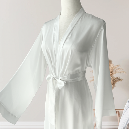 Short White Satin Robe
