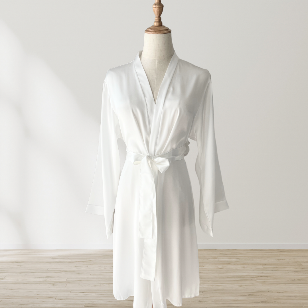 Short White Satin Robe
