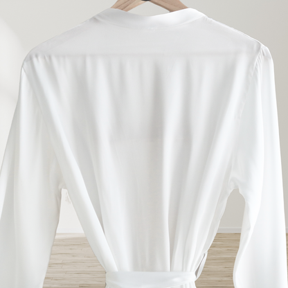 Short White Satin Robe