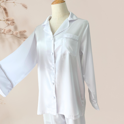 Long  Sleeve White Pajamas